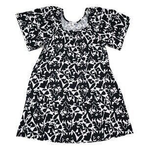 Free Assembly Women's Square Neck Print Mini Dress with Short Sleeves Size Small
